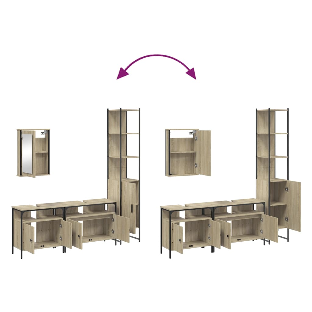 4 Piece Bathroom Furniture Set Engineered Wood
