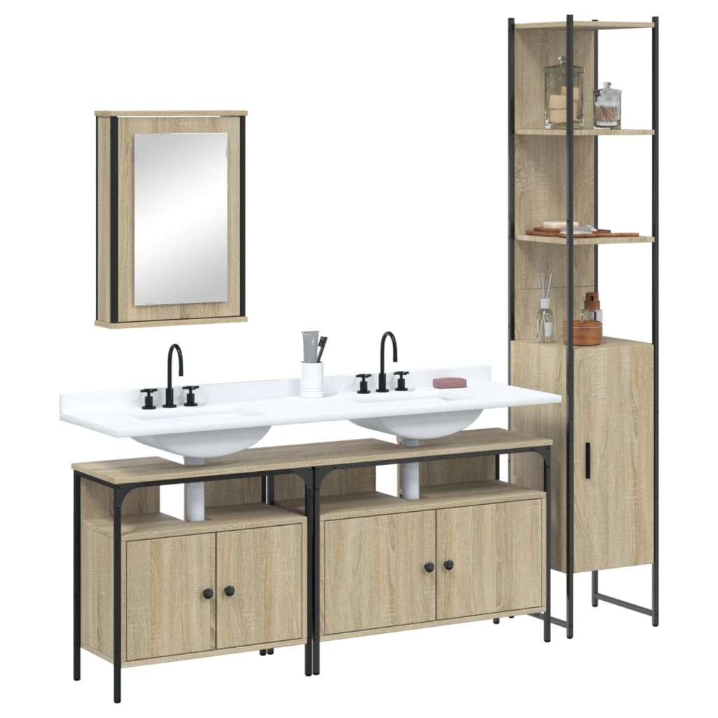 4 Piece Bathroom Furniture Set Engineered Wood