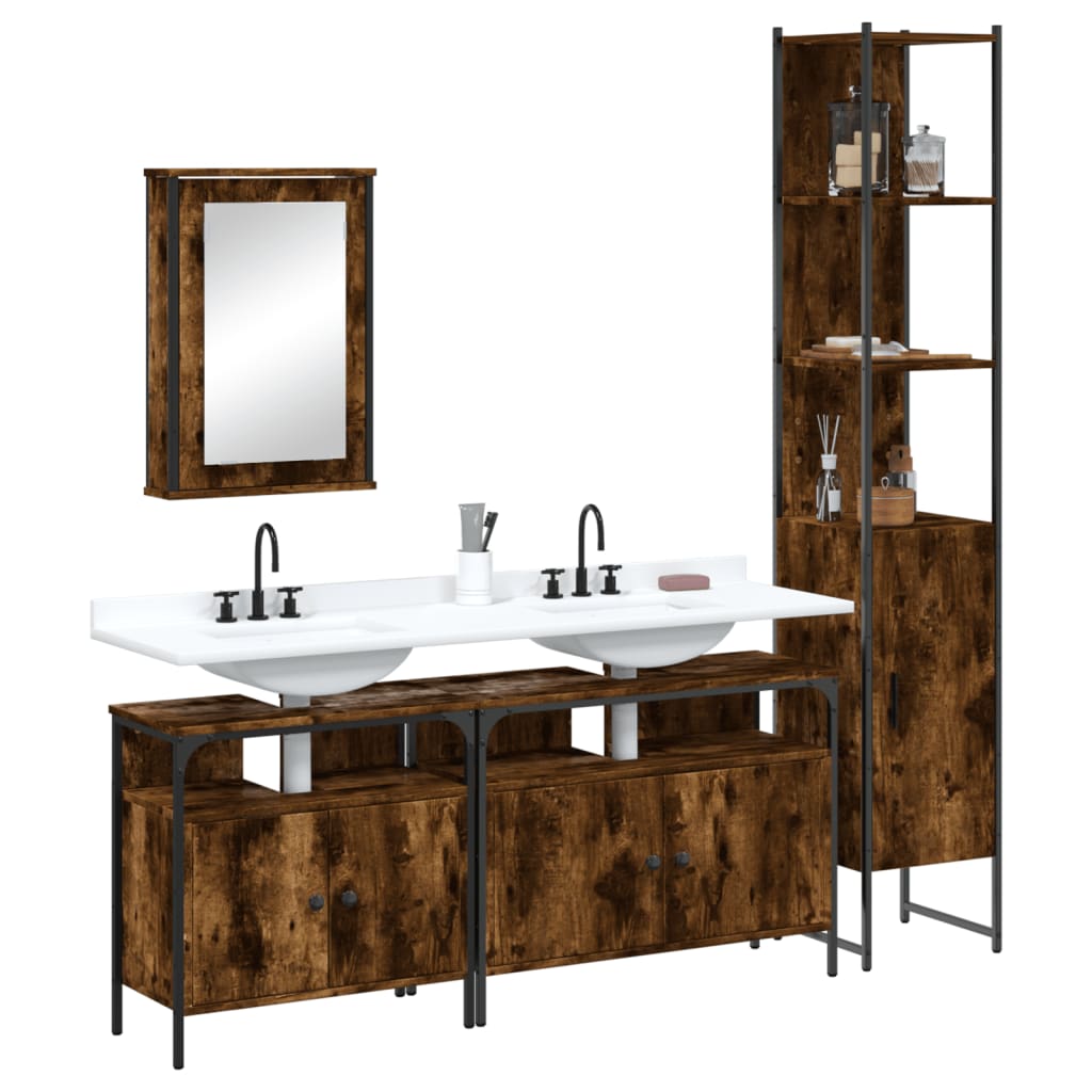 4 Piece Bathroom Furniture Set Engineered Wood