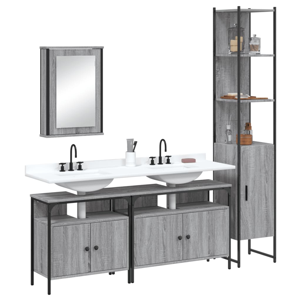 4 Piece Bathroom Furniture Set Engineered Wood