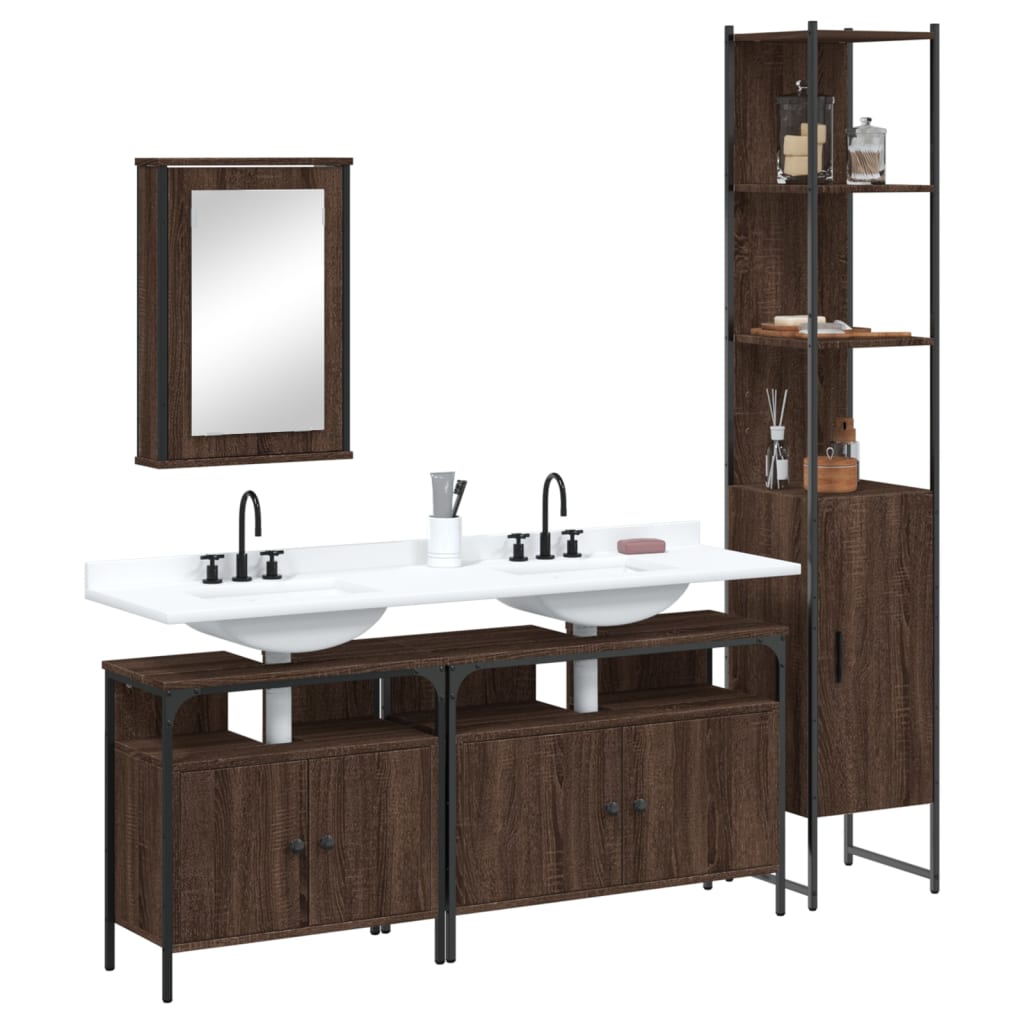 4 Piece Bathroom Furniture Set Engineered Wood