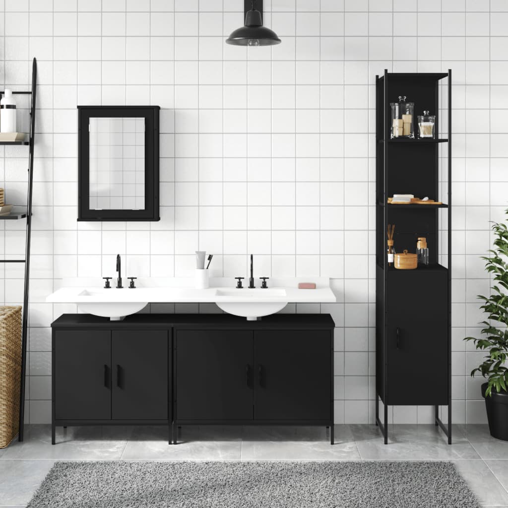 4 Piece Bathroom Furniture Set Engineered Wood