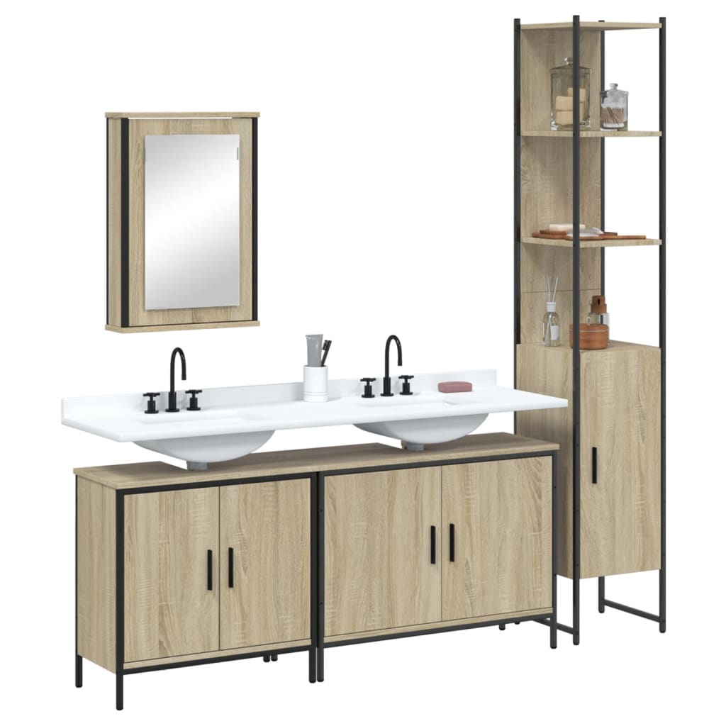4 Piece Bathroom Furniture Set Engineered Wood