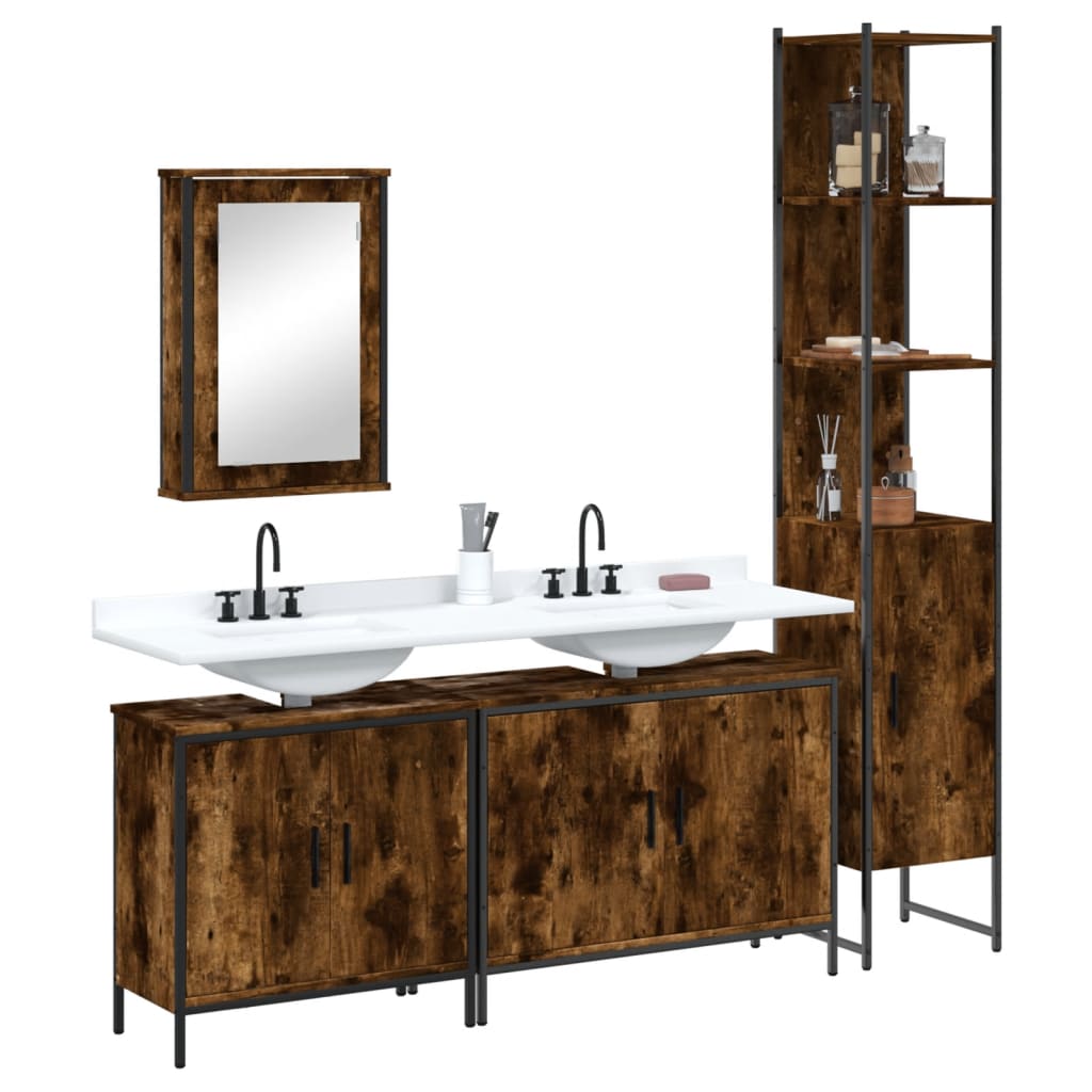 4 Piece Bathroom Furniture Set Engineered Wood