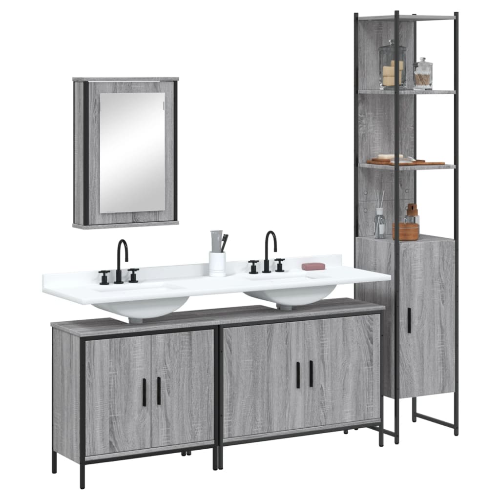 4 Piece Bathroom Furniture Set Engineered Wood