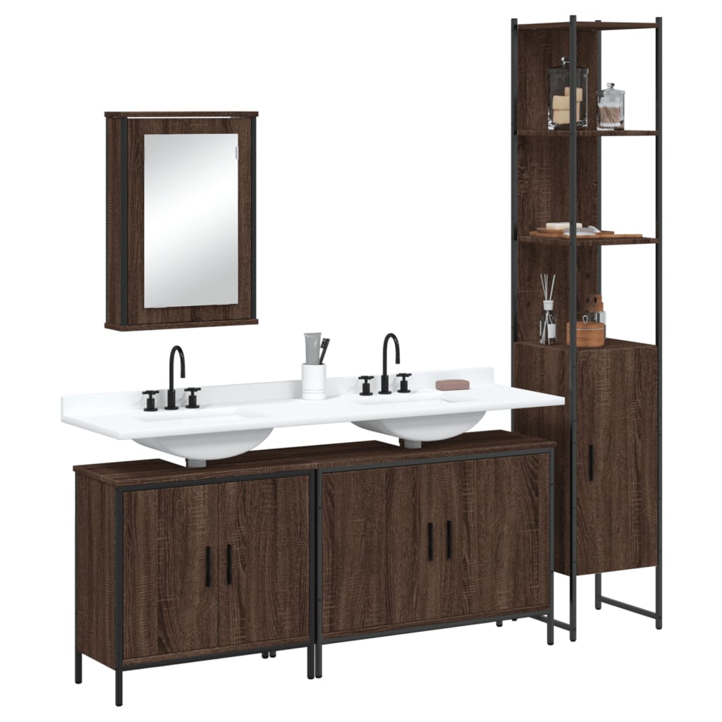 4 Piece Bathroom Furniture Set Engineered Wood
