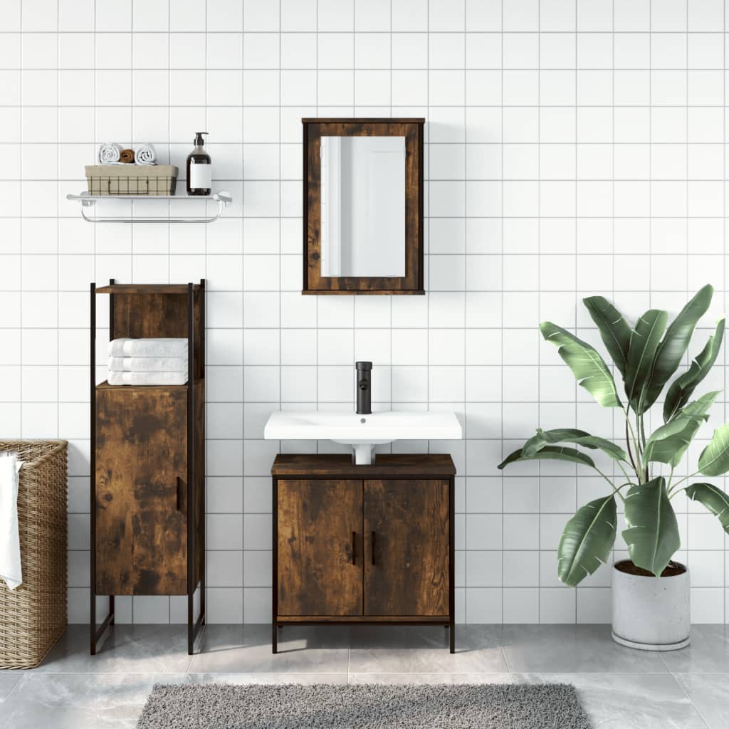 3 Piece Bathroom Furniture Set Engineered Wood