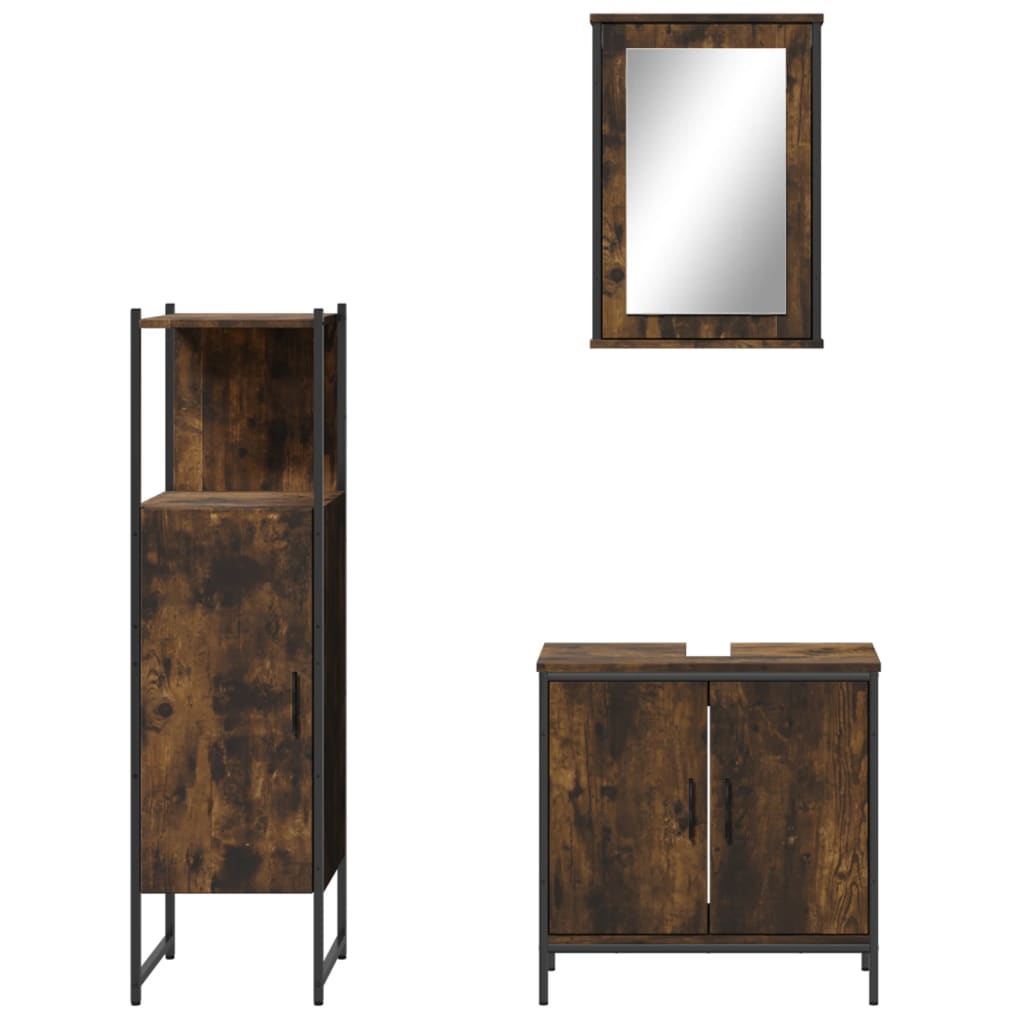 3 Piece Bathroom Furniture Set Engineered Wood