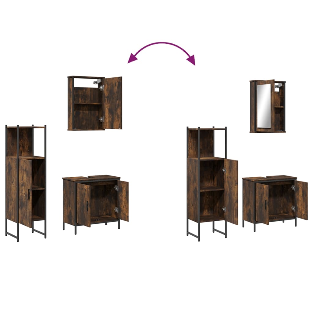 3 Piece Bathroom Furniture Set Engineered Wood