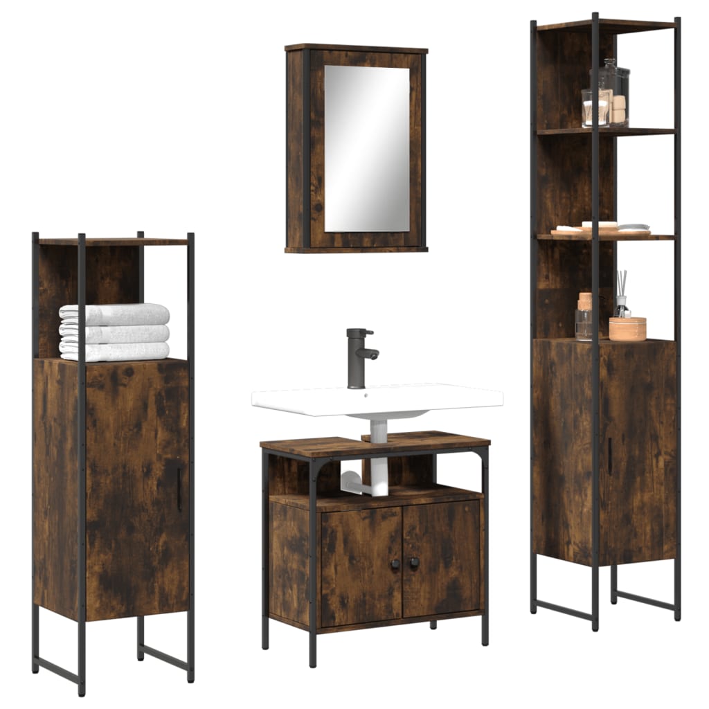 4 Piece Bathroom Furniture Set Engineered Wood