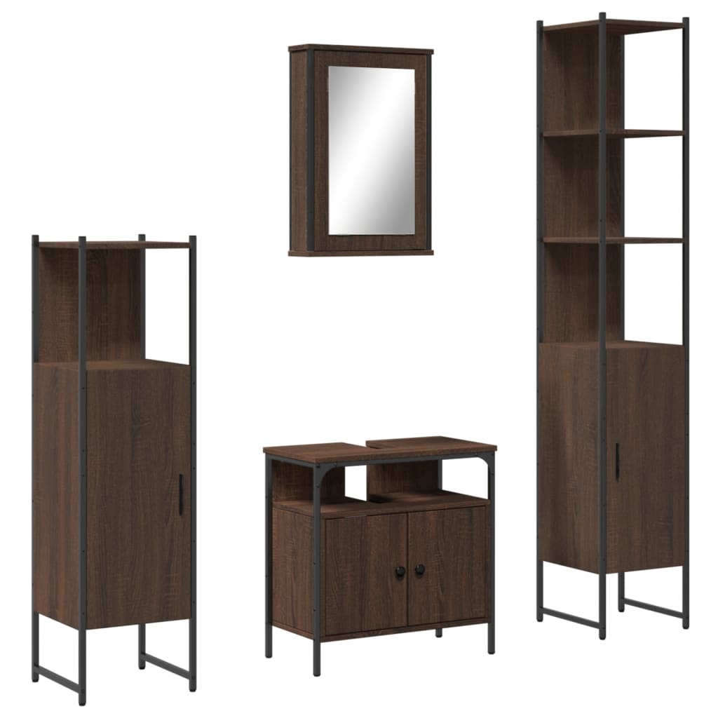 4 Piece Bathroom Furniture Set Engineered Wood