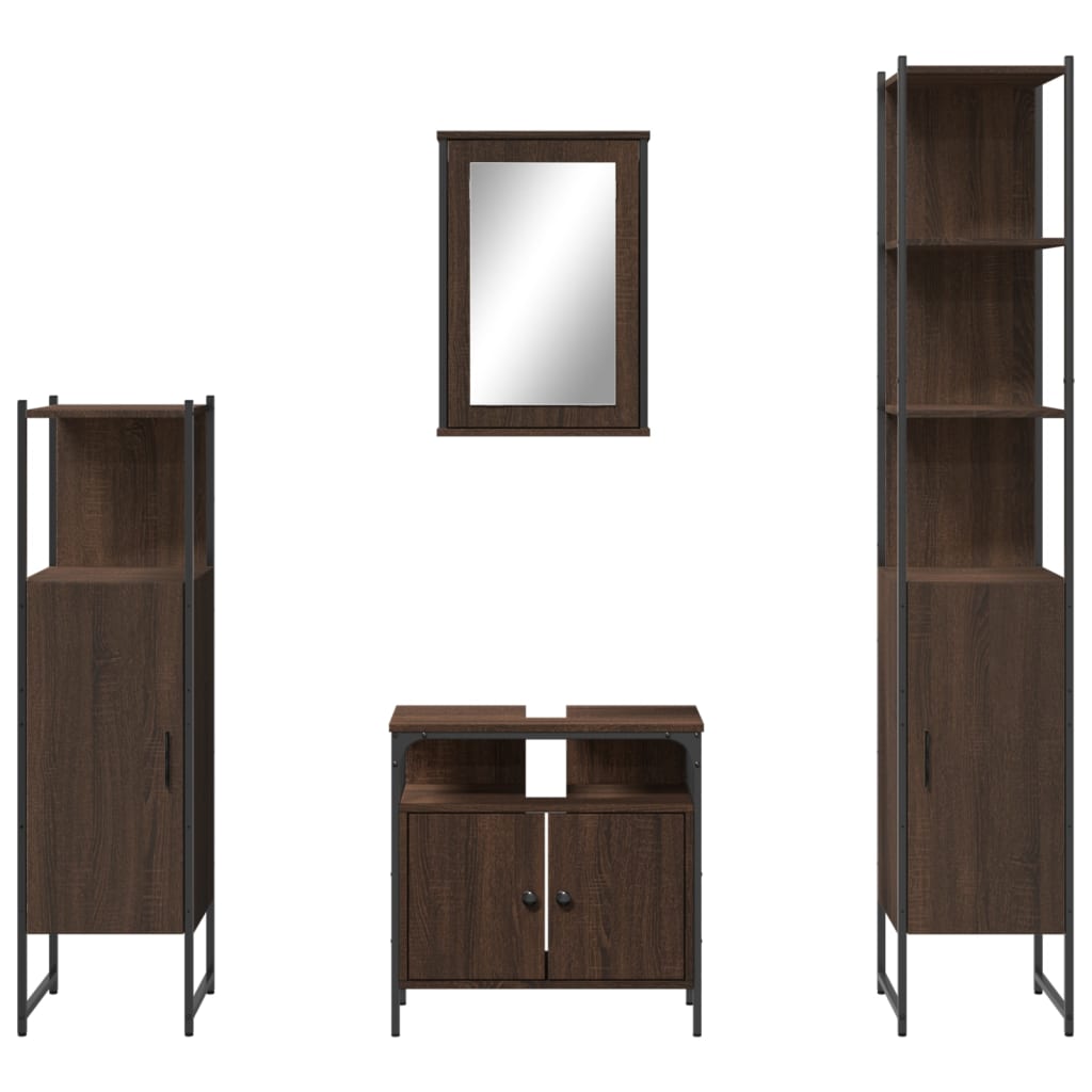 4 Piece Bathroom Furniture Set Engineered Wood