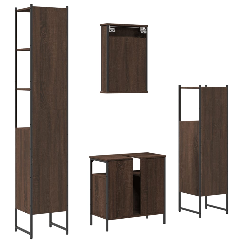 4 Piece Bathroom Furniture Set Engineered Wood