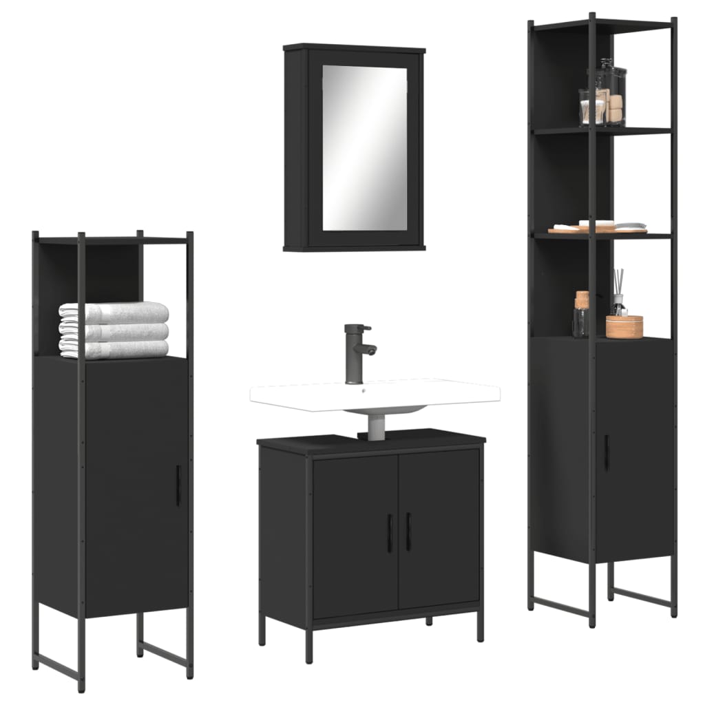 4 Piece Bathroom Furniture Set Engineered Wood