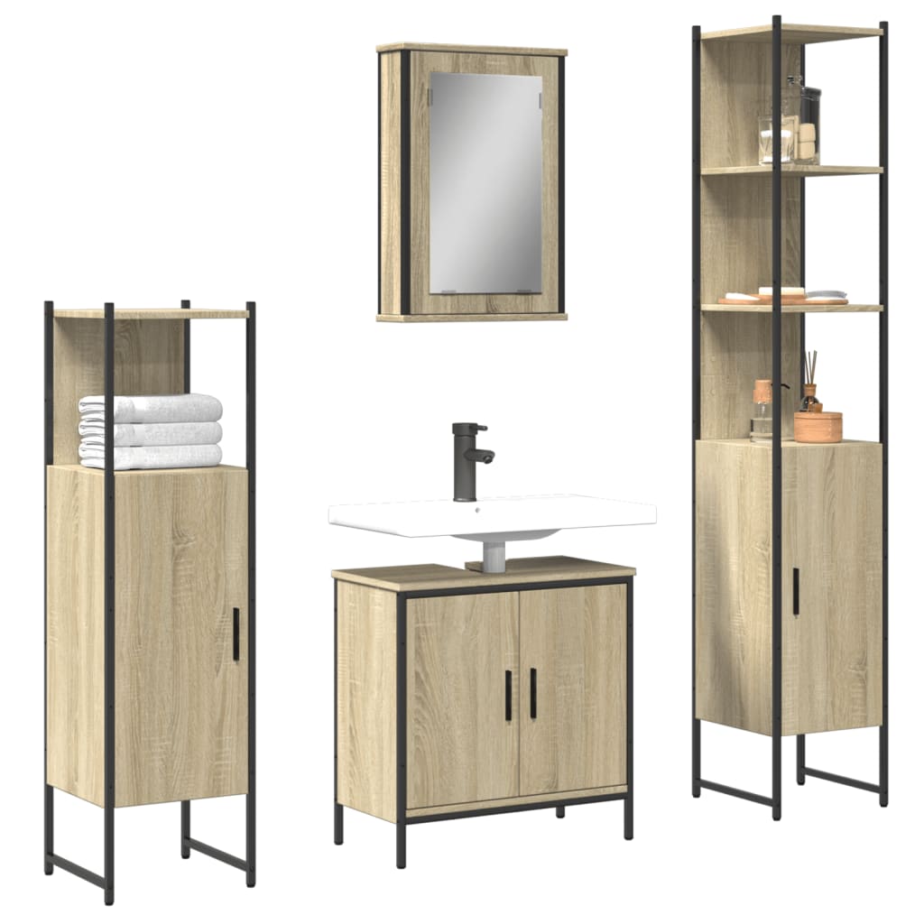 4 Piece Bathroom Furniture Set Engineered Wood