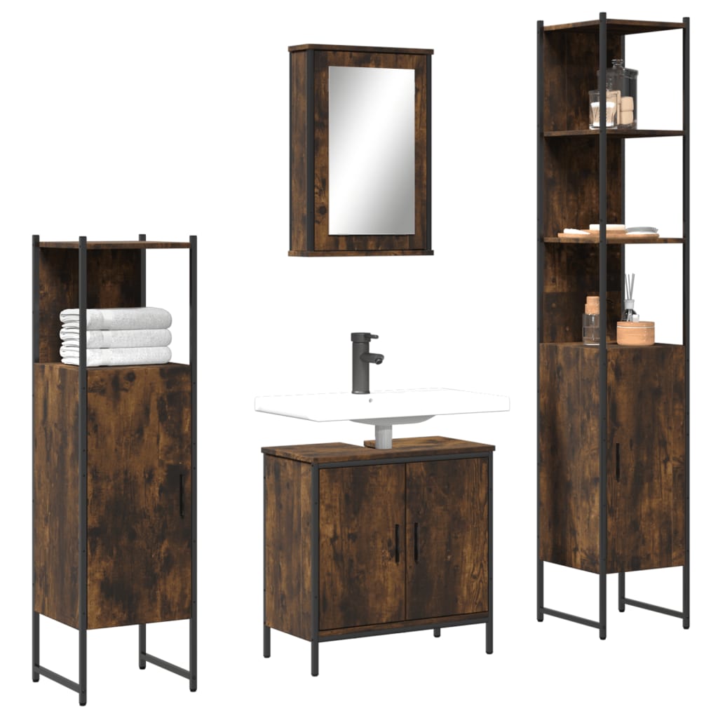 4 Piece Bathroom Furniture Set Engineered Wood