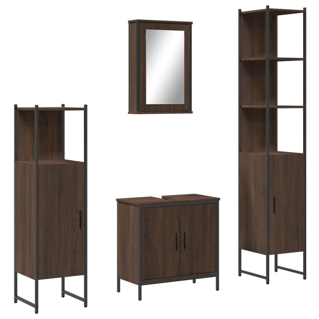 4 Piece Bathroom Furniture Set Engineered Wood