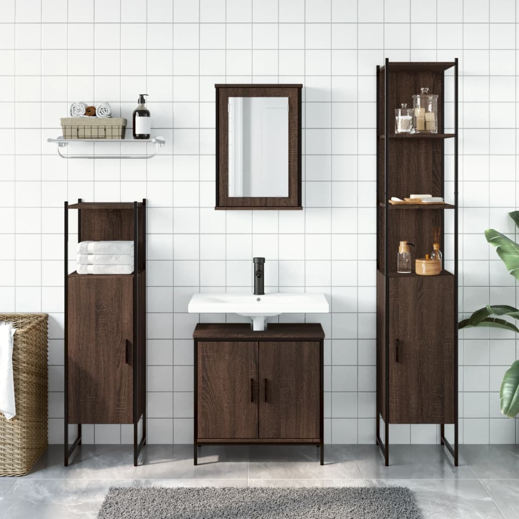 4 Piece Bathroom Furniture Set Engineered Wood