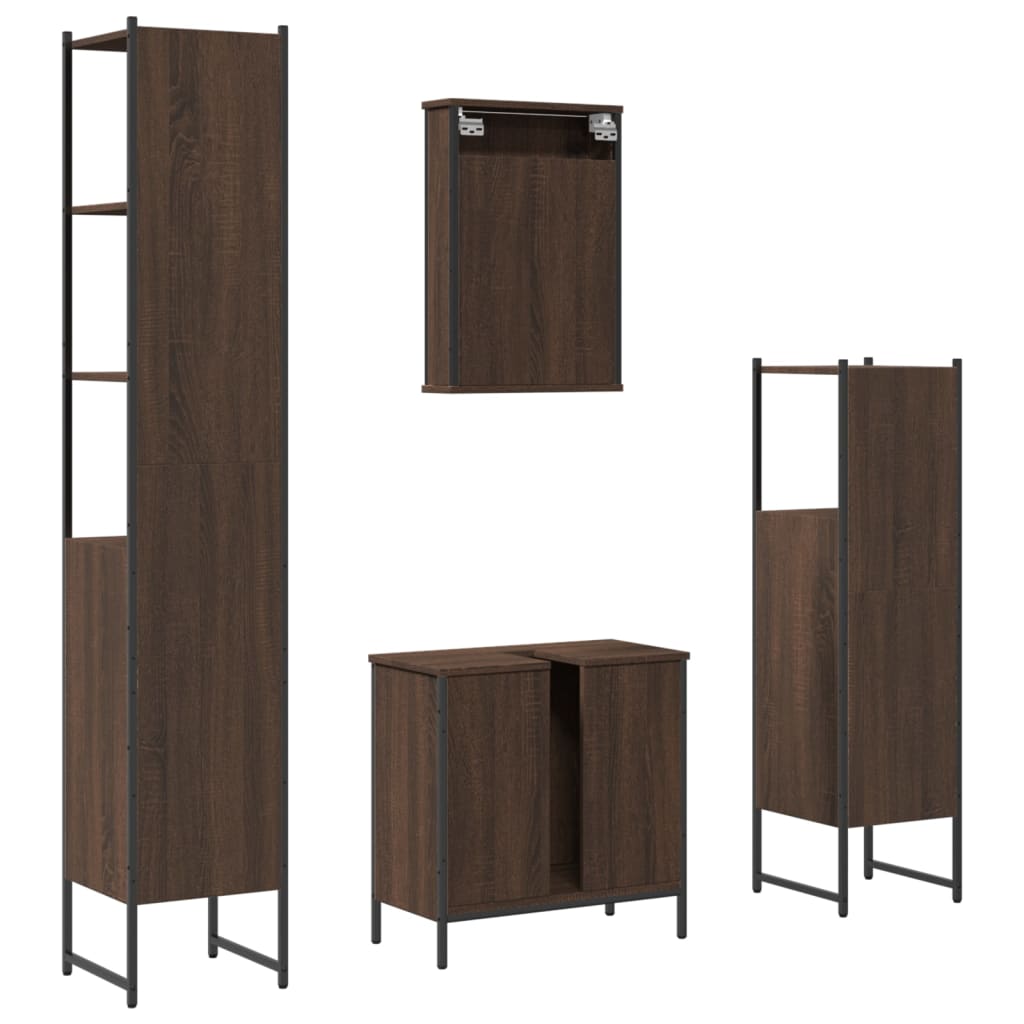 4 Piece Bathroom Furniture Set Engineered Wood