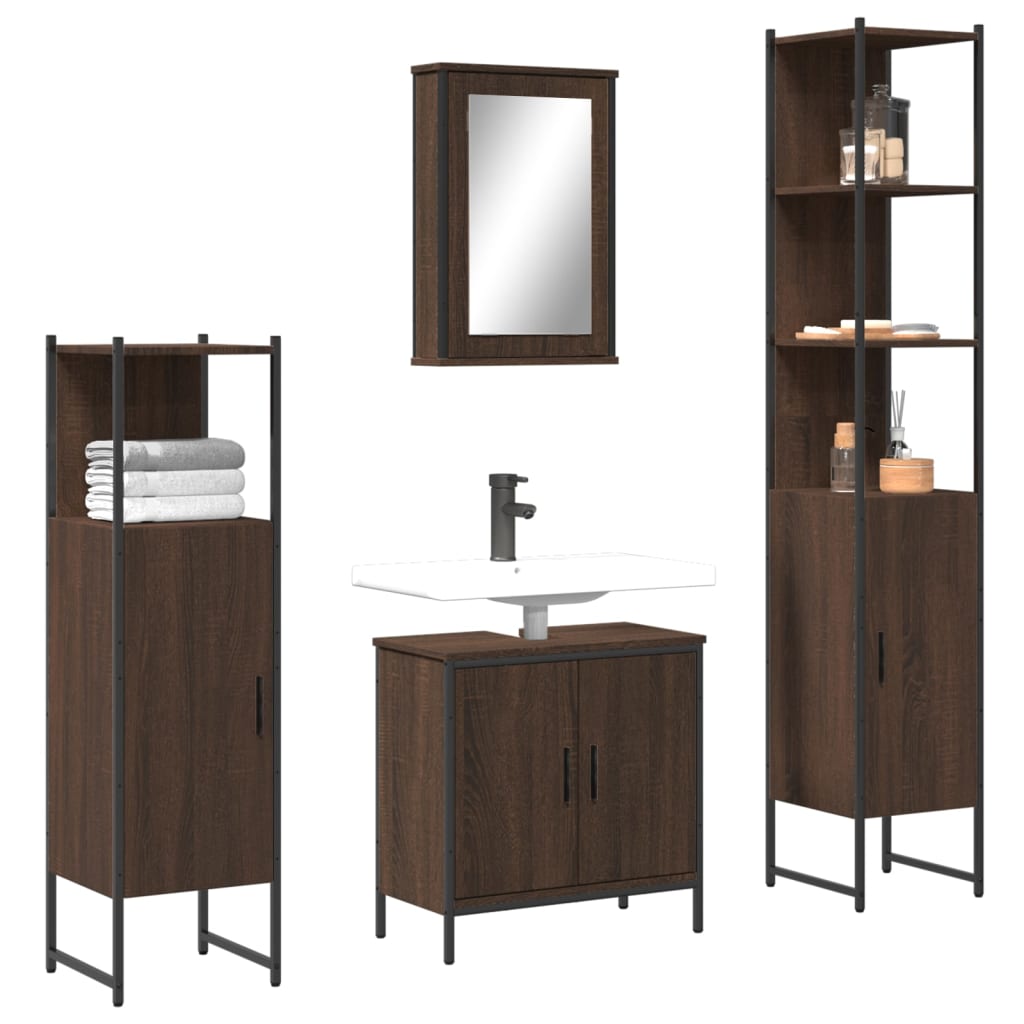 4 Piece Bathroom Furniture Set Engineered Wood