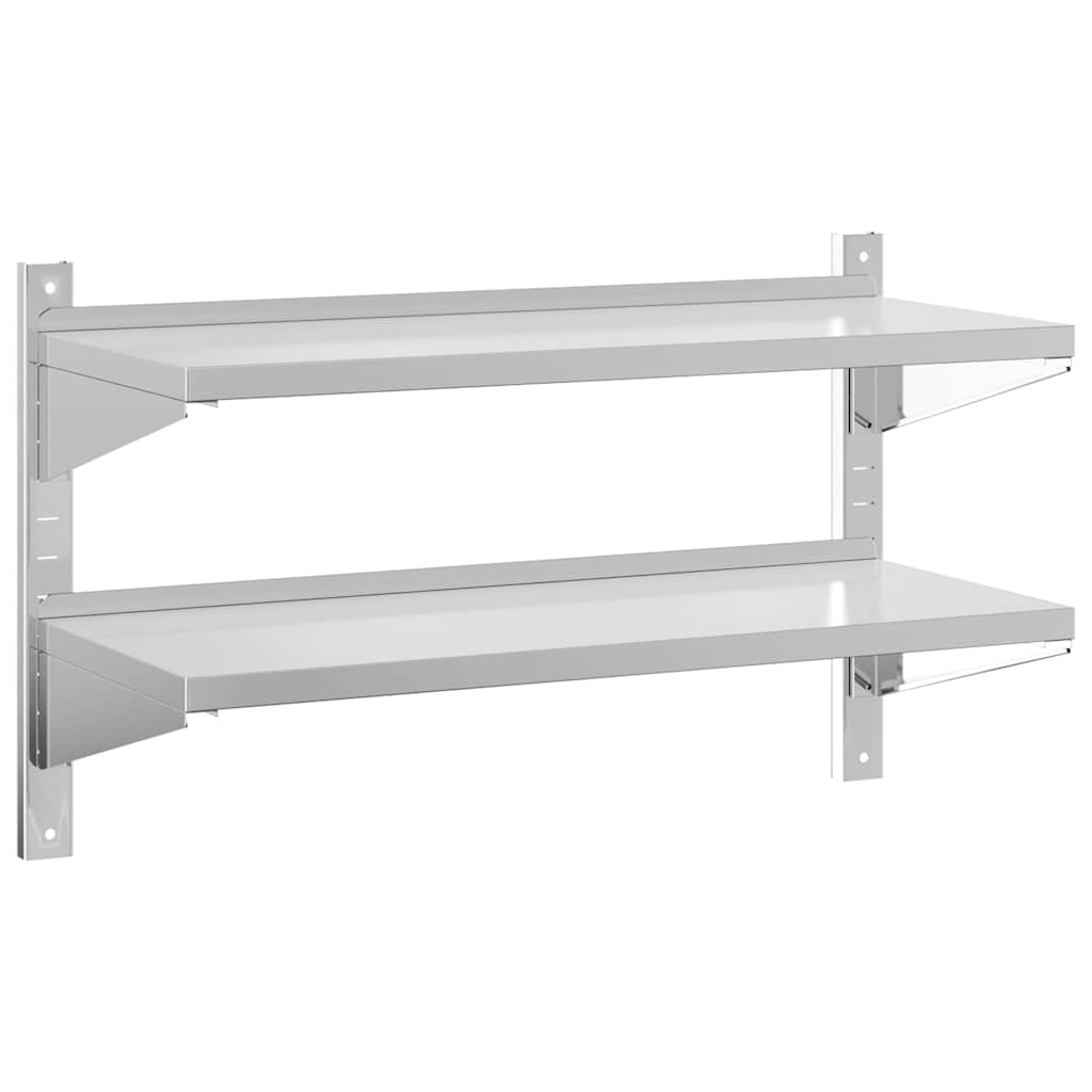 2-Tier Wall Shelf Silver Stainless Steel