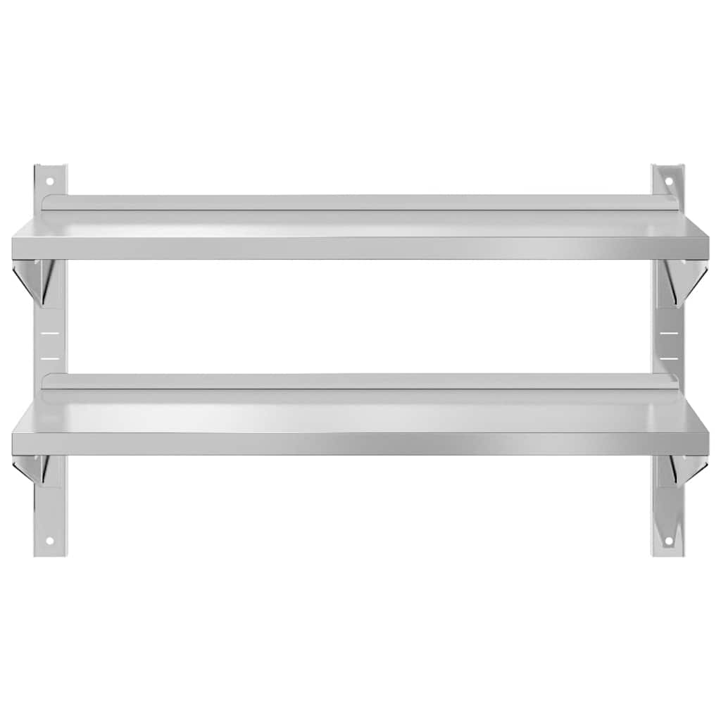2-Tier Wall Shelf Silver Stainless Steel