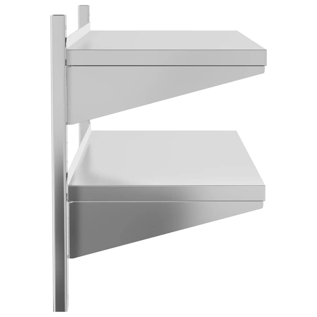 2-Tier Wall Shelf Silver Stainless Steel