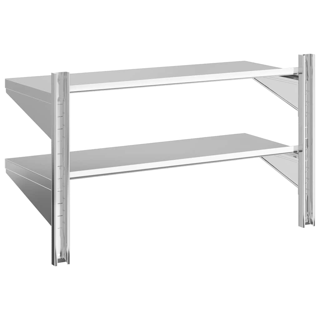 2-Tier Wall Shelf Silver Stainless Steel
