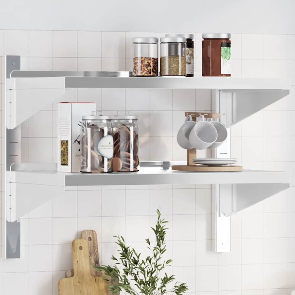 2-Tier Wall Shelf Silver Stainless Steel
