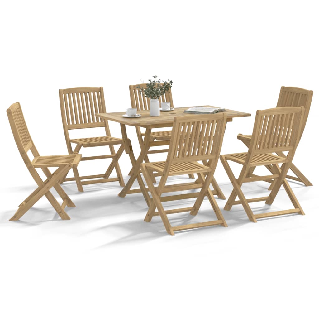 7 Piece Folding Outdoor Dining Set Solid Acacia Wood