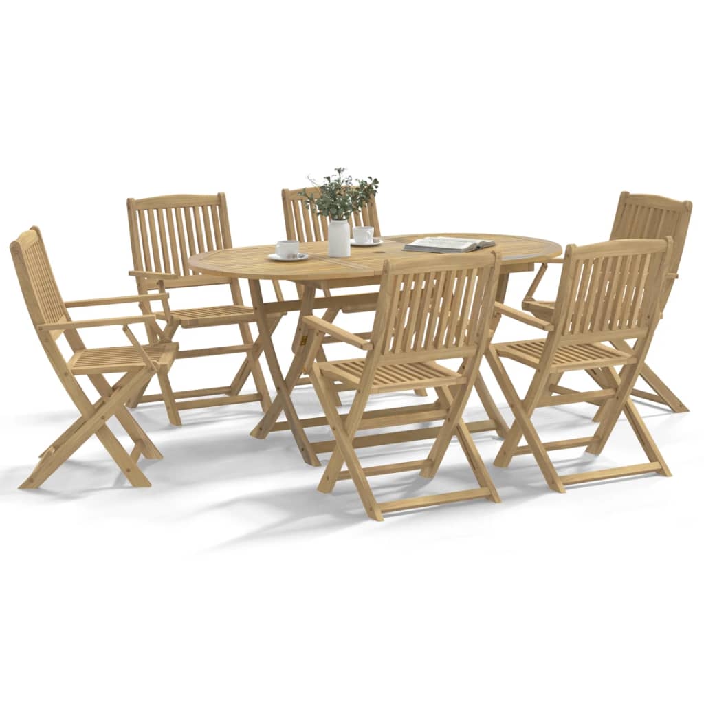 9 Piece Folding Outdoor Dining Set Solid Acacia Wood