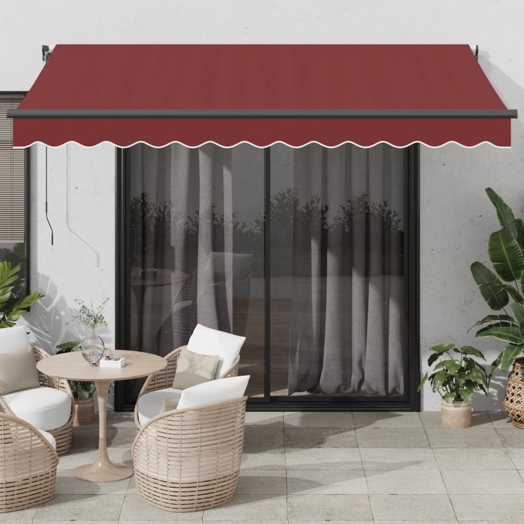 Manual Retractable Awning With Leds Burgundy 350X250 Cm