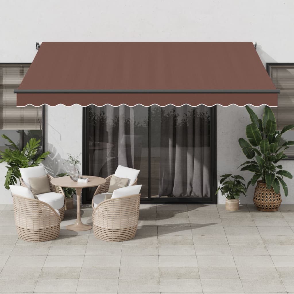 Manual Retractable Awning With Led Orange And Brown
