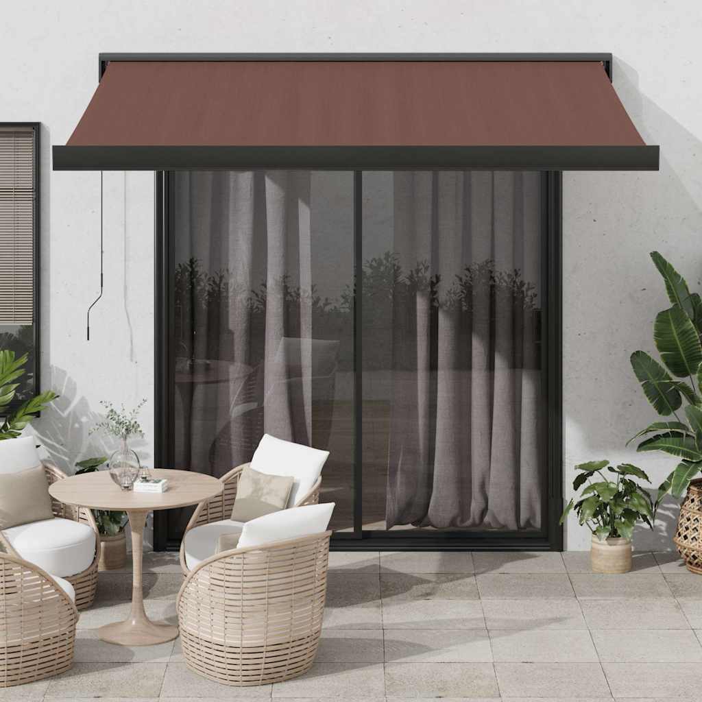 Retractable Awning Anthracite And White 5X3 M Fabric&Aluminium