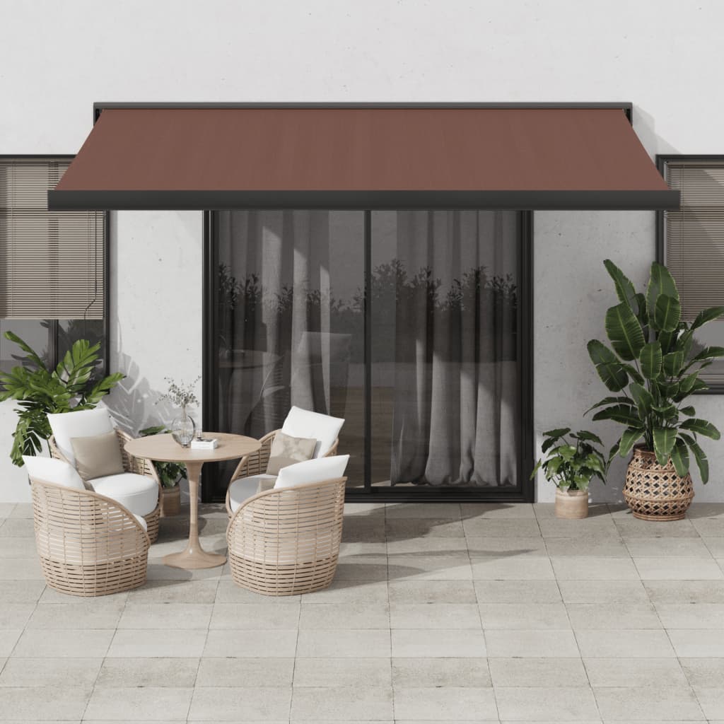 Retractable Awning Anthracite And White 5X3 M Fabric&Aluminium