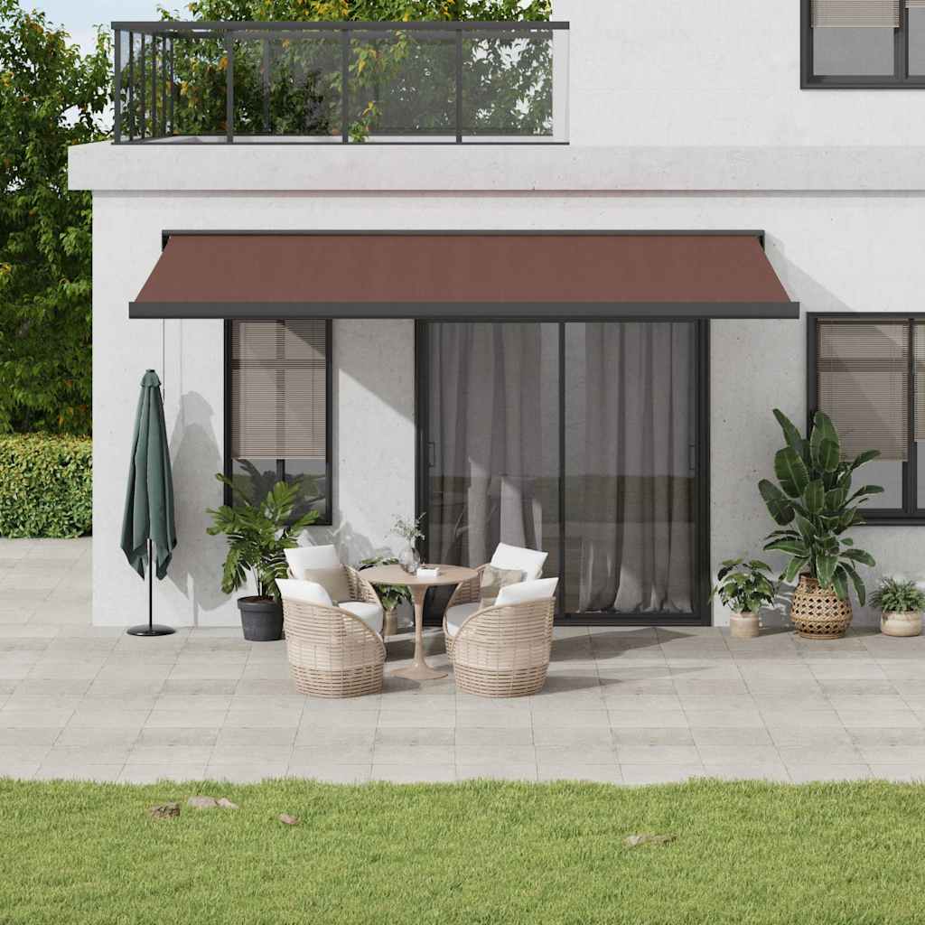 Retractable Awning Anthracite And White 5X3 M Fabric&Aluminium