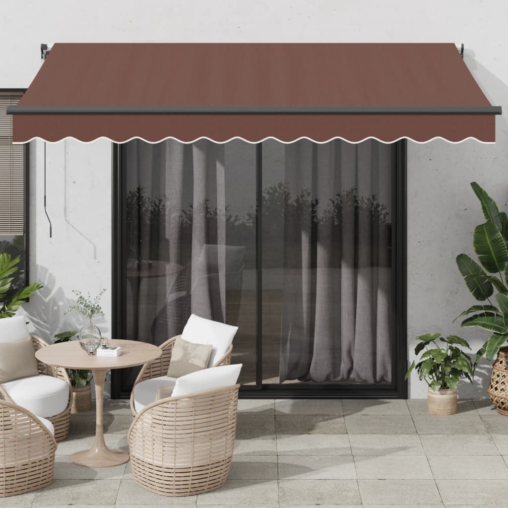 Manual Retractable Awning With Led Brown 350X250 Cm