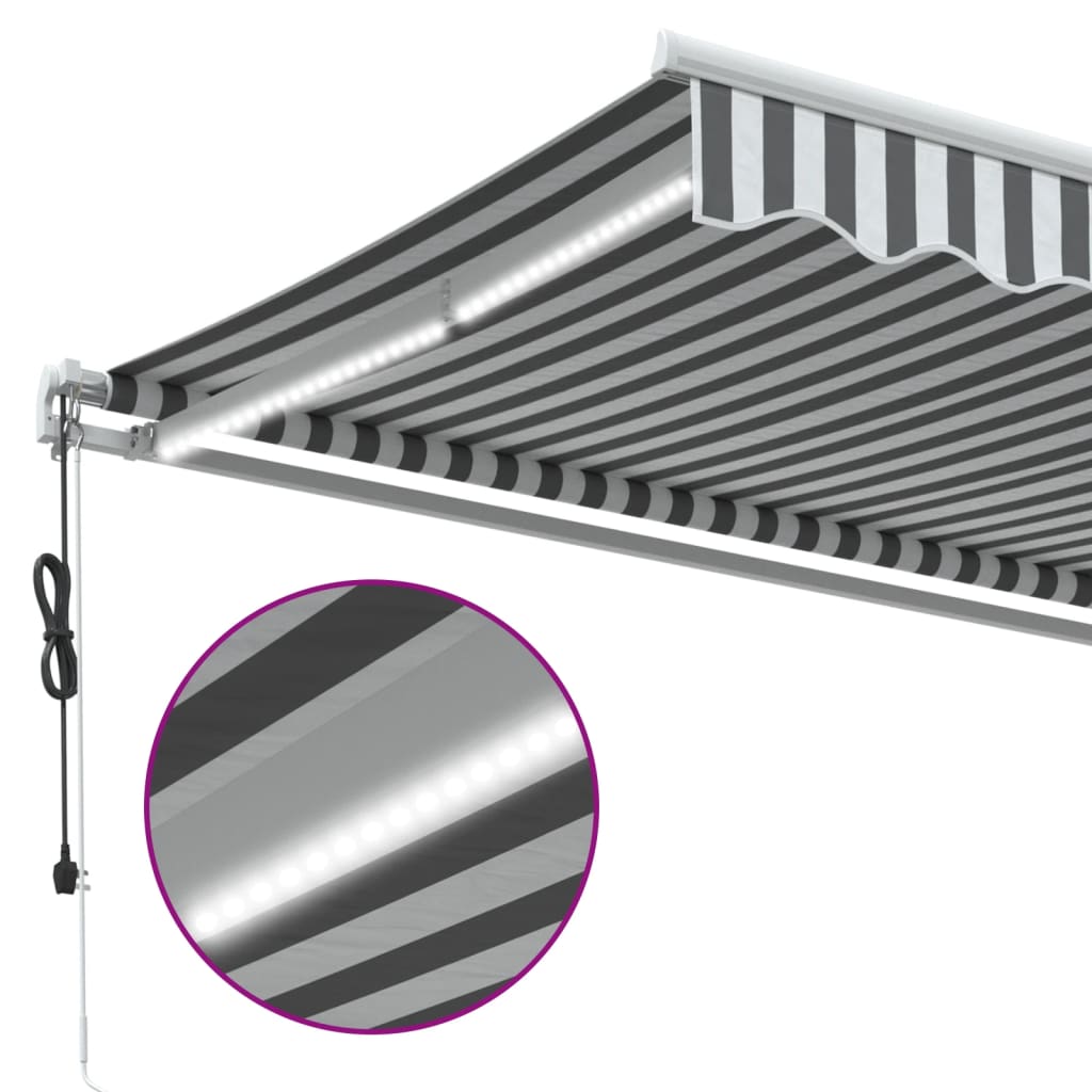 Automatic Retractable Awning With Led Anthracite&White 450X350 Cm