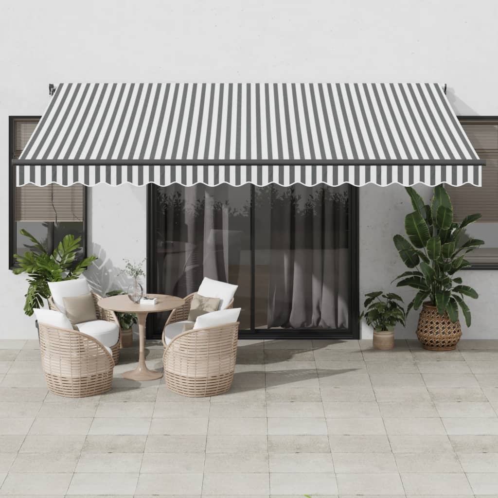 Manual Retractable Awning With Led Orange And Brown