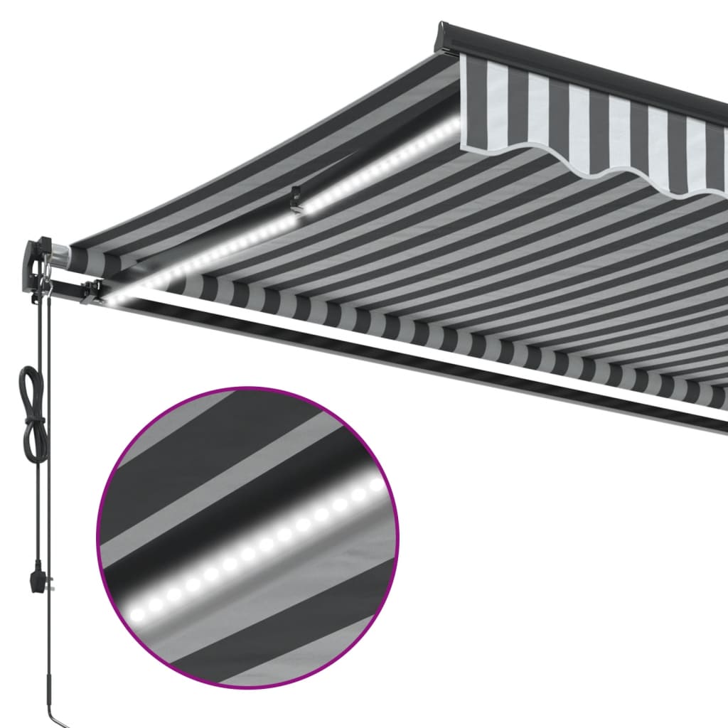 Automatic Retractable Awning With Leds Anthracite&White