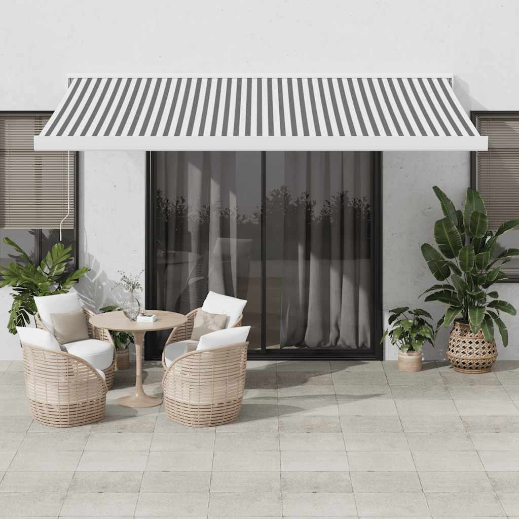 Retractable Awning Anthracite And White 5X3 M Fabric&Aluminium