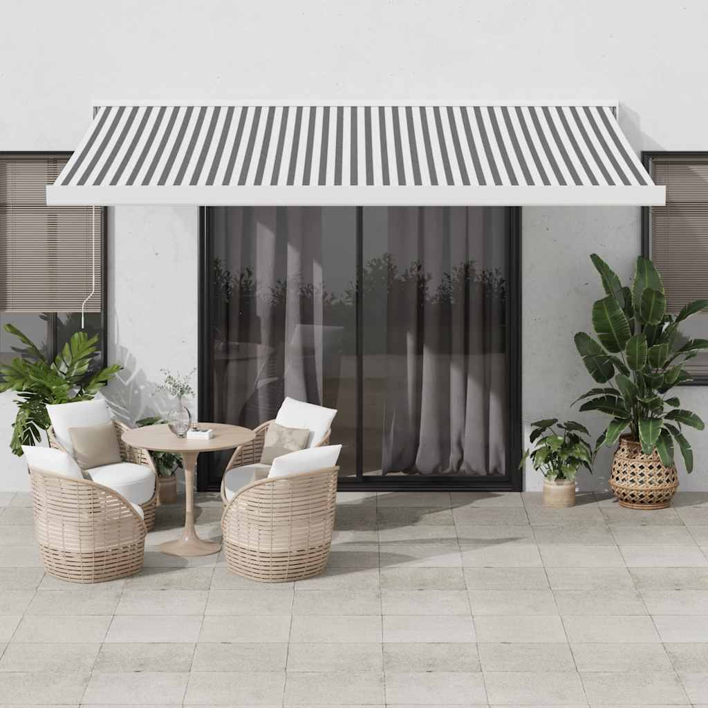 Retractable Awning Anthracite And White 5X3 M Fabric&Aluminium