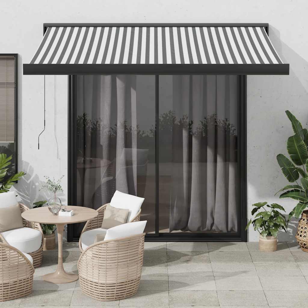 Retractable Awning Anthracite And White 5X3 M Fabric&Aluminium