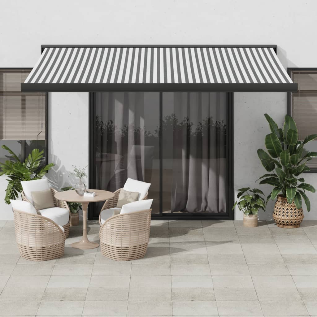 Retractable Awning Anthracite And White 5X3 M Fabric&Aluminium
