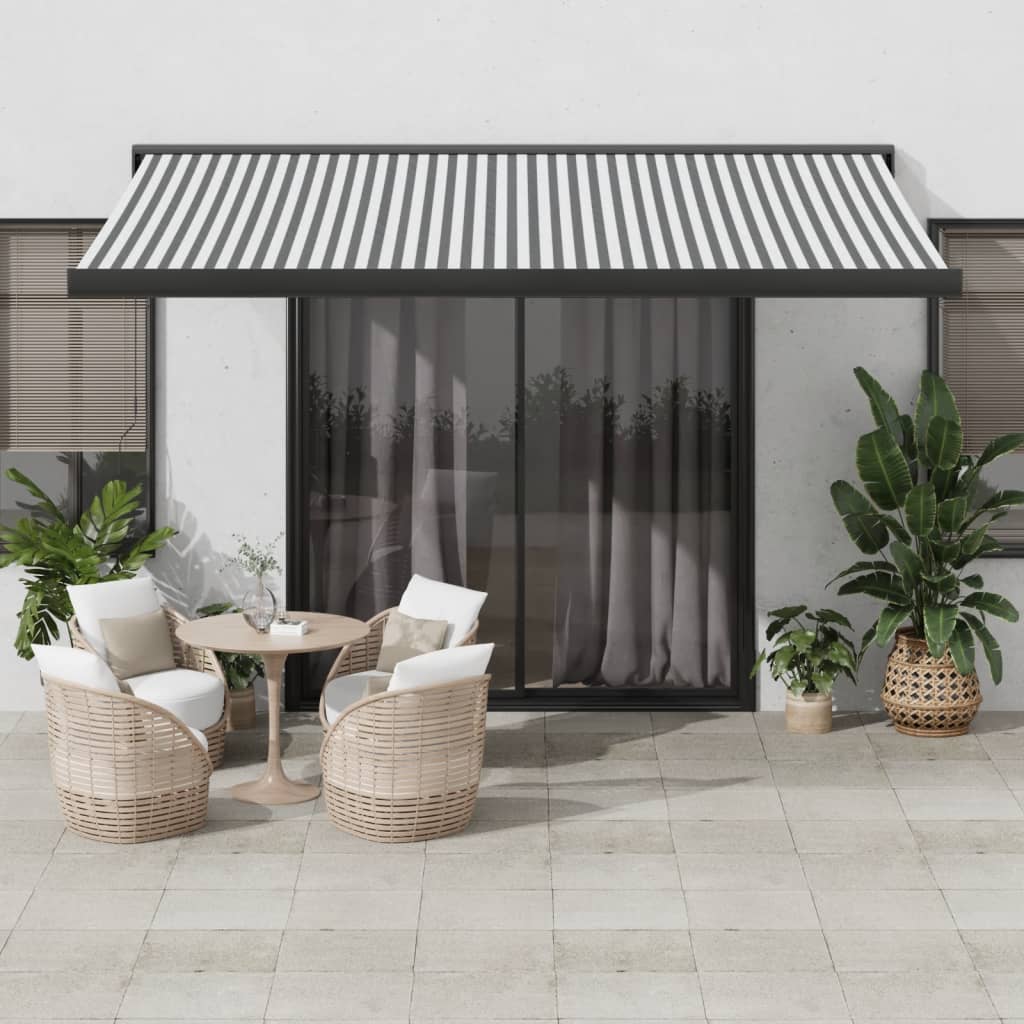 Retractable Awning Anthracite And White 5X3 M Fabric&Aluminium