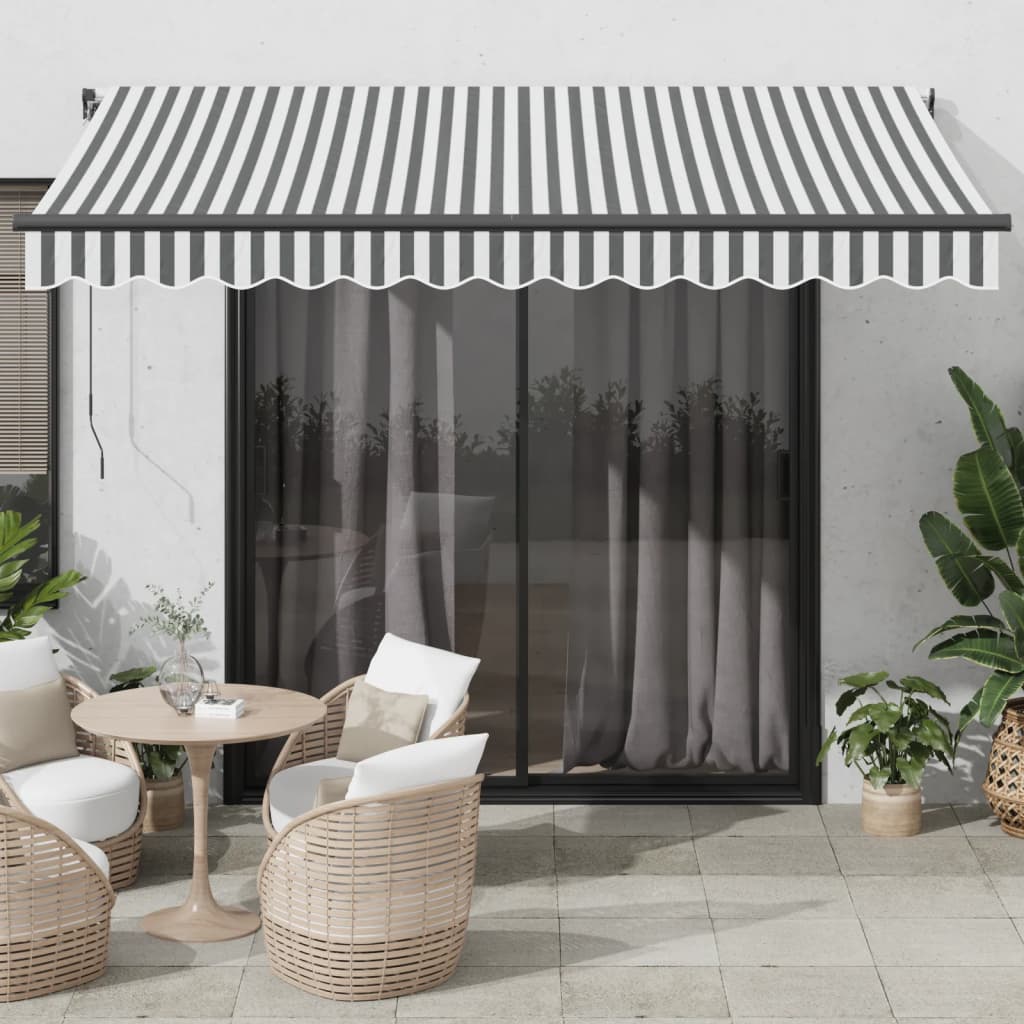 Manual Retractable Awning With Led Anthracite&White 350X250 Cm
