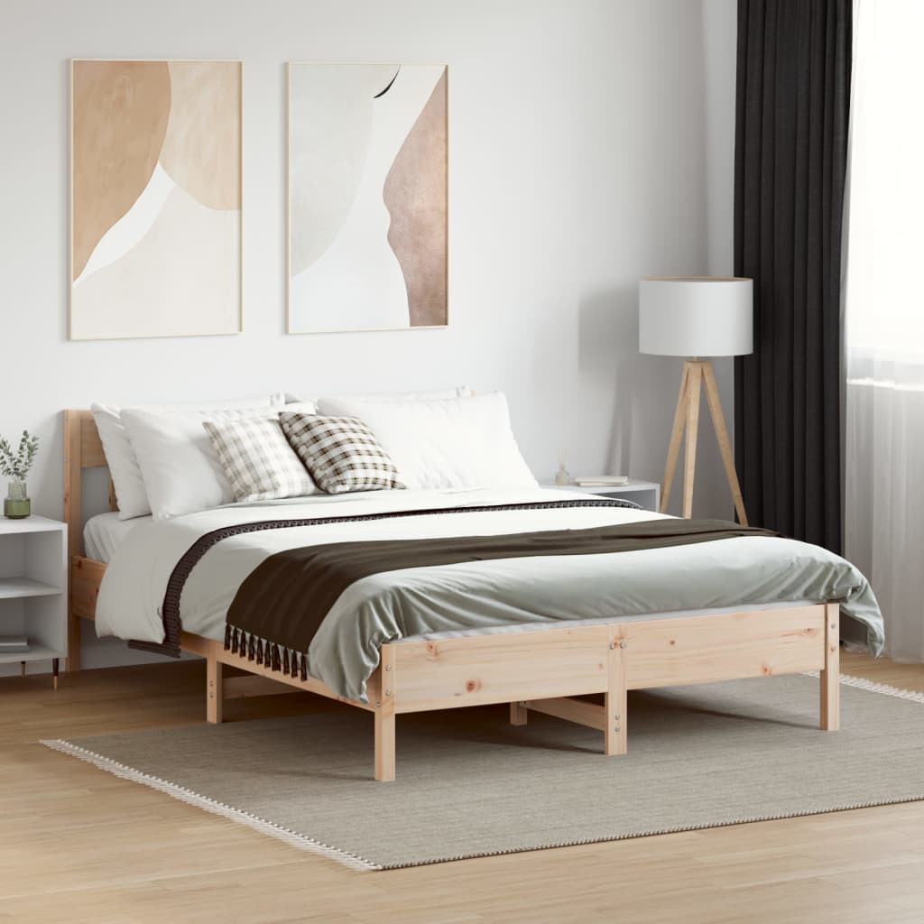 Bed Frame Without Mattress King Size Solid Wood Pine