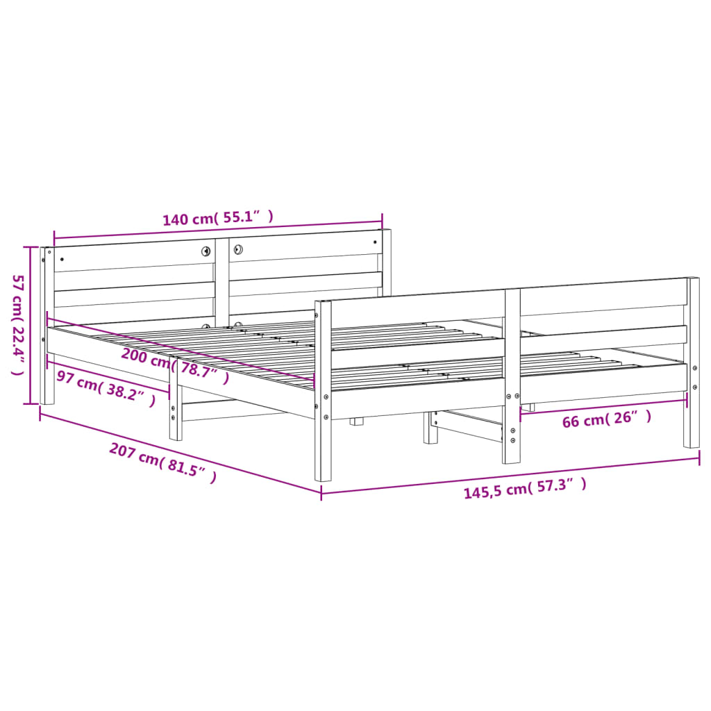 Bed Frame Without Mattress Solid Wood Pine