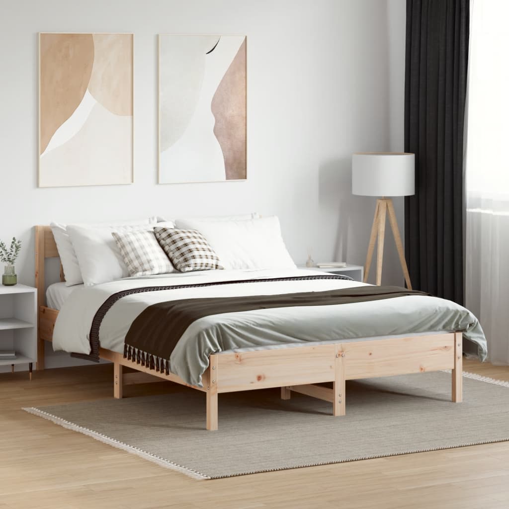 Bed Frame Without Mattress King Size Solid Wood Pine