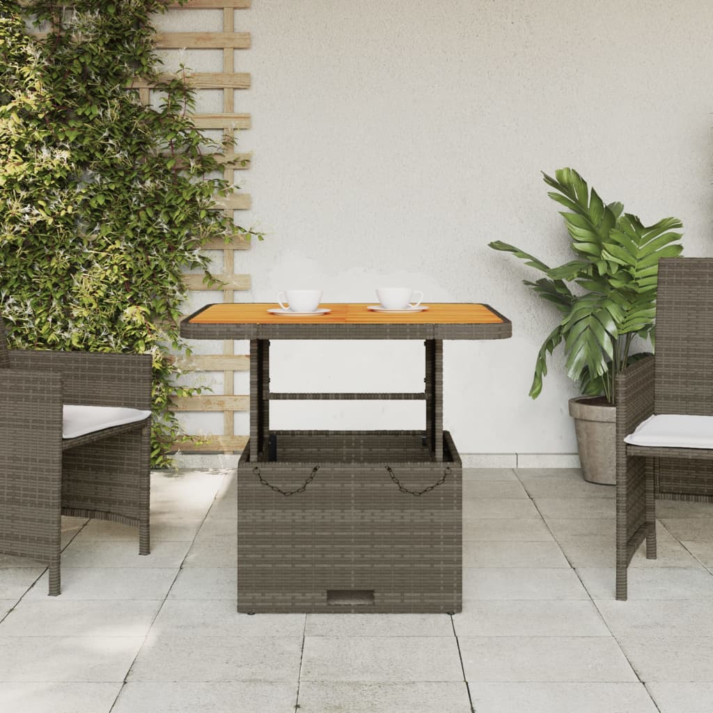 Garden Table Poly Rattan And Acacia Wood